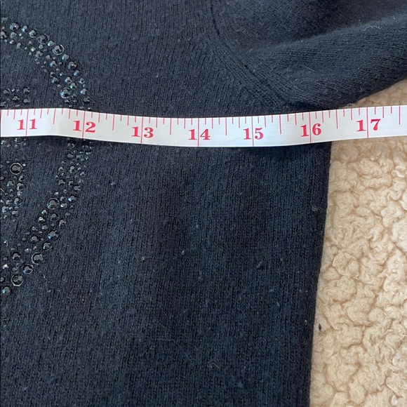 Tory Burch Crewneck Black Long Sleeve Sweater wEmbellished Logo. Style #31093104 - Picture 7 of 10